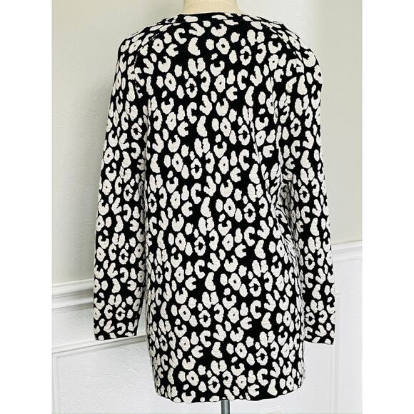 Red Saks Fifth Avenue Black & White Leopard Animal Print Tunic Sweater - Picture 6 of 8